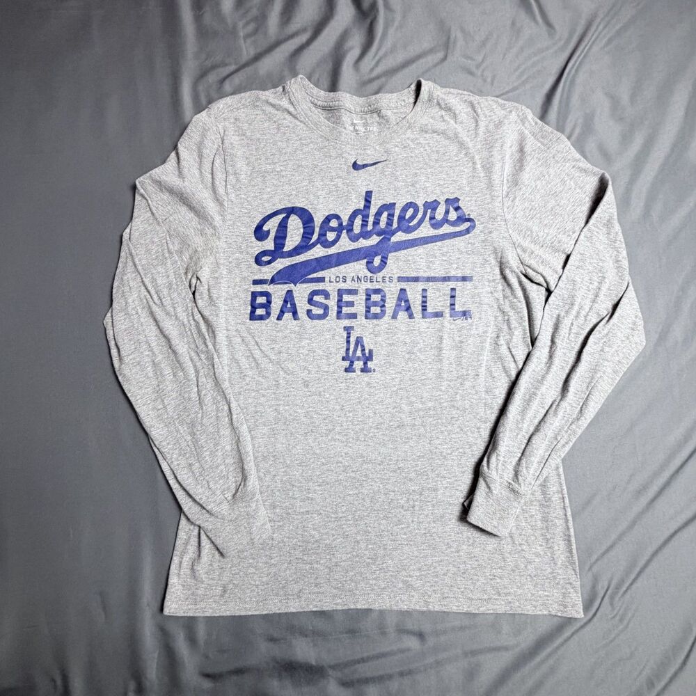 Womens Nike Dodgers Baseball Long Sleeve T-Shirt Gray Medium MLB LA Championship
